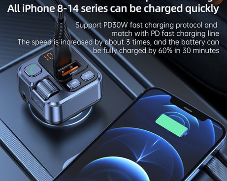 T16 MP3 Player Fast Charger Wireless Bluetooth 5.1 FM Transmitter Hands Free Car Kit, T16 Bluetooth 5.1