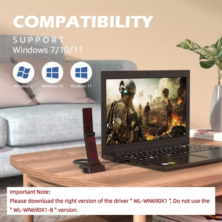 WAVLINK WN690X1 For PC AX1800 WiFi 6 Wireless-AX USB3.0 Adapter Dual Band Network Adapter, WN690X1