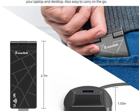 WAVLINK WN690X1 For PC AX1800 WiFi 6 Wireless-AX USB3.0 Adapter Dual Band Network Adapter, WN690X1