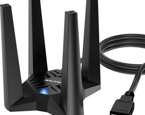 WAVLINK WN693X1 With 4x3dBi High Gain Antenna Magnetic Base AX1800 Dual Band USB WiFi 6 Adapter, WN693X1