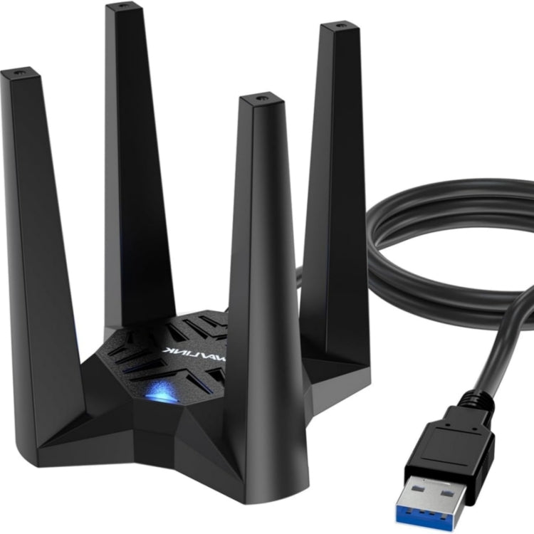 WAVLINK WN693X1 With 4x3dBi High Gain Antenna Magnetic Base AX1800 Dual Band USB WiFi 6 Adapter, WN693X1