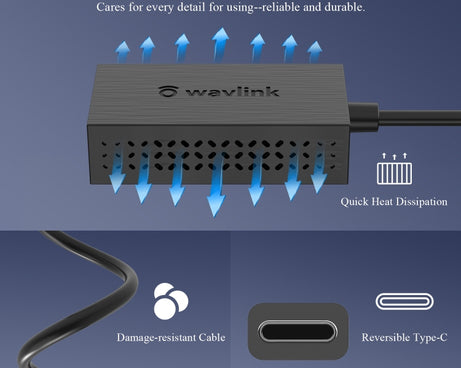 WAVLINK NWU327GC LAN Network Cable Converter Type-C to RJ45 Gigabit Ethernet Adapter, NWU327GC