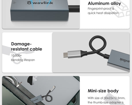 WAVLINK NWU329GC Type-C to RJ45 LAN Network Cable Converter Gigabit Ethernet Adapter, NWU329GC