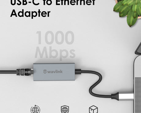 WAVLINK NWU329GC Type-C to RJ45 LAN Network Cable Converter Gigabit Ethernet Adapter, NWU329GC