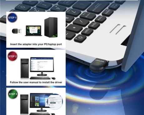 WAVLINK WN691A1F 5GHz / 2.4GHz Wireless Dongle AC650 USB 2.0 WiFi Adapter, WN691A1F