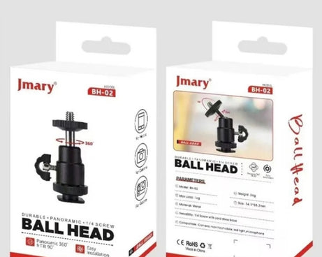 JMARY BH-02 360-Degree Rotating Tripod Ball Head 1/4 Screw Adapter, BH-02