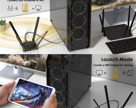 WAVLINK WN695X2 AX5400 USB WiFi 6 Dongle 4 Antennas Receiver Tri-Band Wireless Adapter