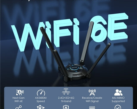 WAVLINK WN695X2 AX5400 USB WiFi 6 Dongle 4 Antennas Receiver Tri-Band Wireless Adapter