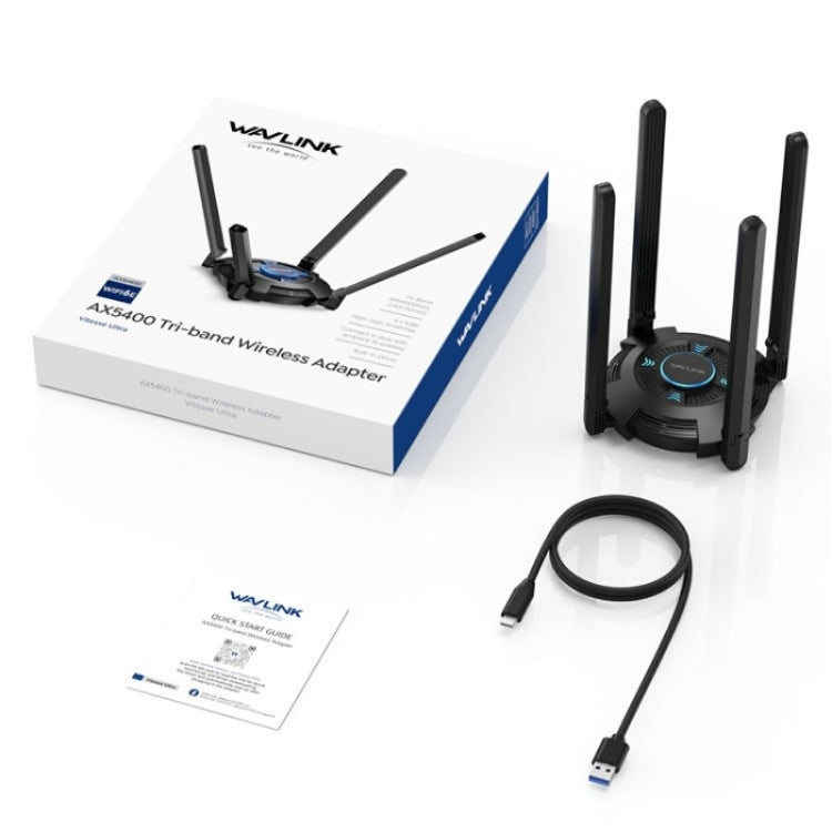 WAVLINK WN695X2 AX5400 USB WiFi 6 Dongle 4 Antennas Receiver Tri-Band Wireless Adapter