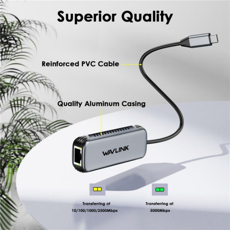 WAVLINK NWU340G 5Gbps Wired Network Converter USB-C to RJ45 Gigabit Ethernet Adapter, NWU340G