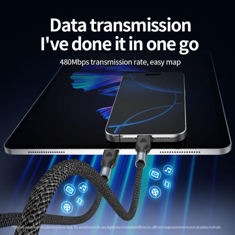 100W PD Fast Charging Date Cable for Phone and Watch, 1.2m 2-in-3, 2m 2-in-3, 1.2m 2-in-2, 2m 2-in-2