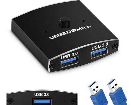 U3 USB Drive Printer Sharing Splitter USB 3.0 Bidirectional Switch 1 Input 2 Output Hub, U3