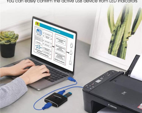 U3 USB Drive Printer Sharing Splitter USB 3.0 Bidirectional Switch 1 Input 2 Output Hub, U3