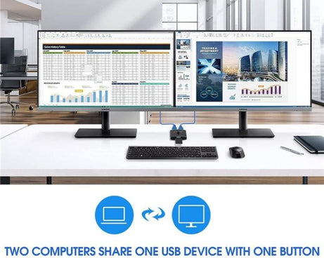 U3 USB Drive Printer Sharing Splitter USB 3.0 Bidirectional Switch 1 Input 2 Output Hub, U3