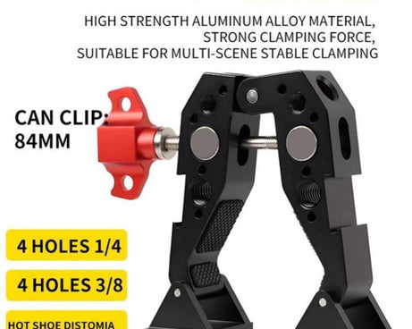 F084 Metal Hot Shoe Mount Multi-Function Crab Clamp Universal Photography Light Stand Clamp