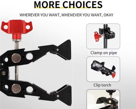 F084 Metal Hot Shoe Mount Multi-Function Crab Clamp Universal Photography Light Stand Clamp