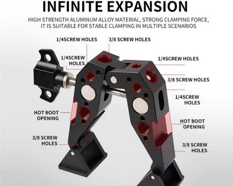 F084 Metal Hot Shoe Mount Multi-Function Crab Clamp Universal Photography Light Stand Clamp