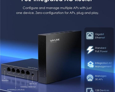 WAVLINK WN701AE IEEE 802.3AF / AT Auto-Discovery Centralized AP Management Poe Switch