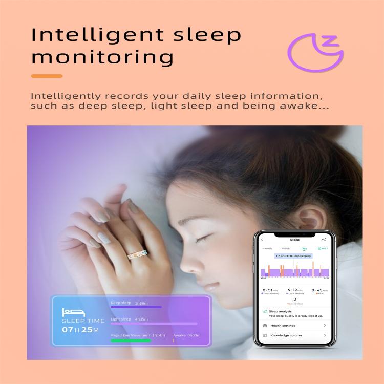 R18 SIZE 6 Smart Ring, Support Heart Rate / Blood Oxygen / Sleep / Care For Faimilies