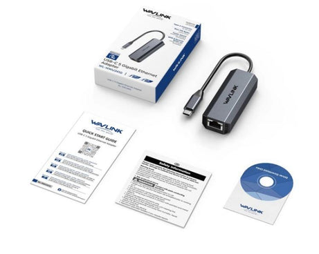 WAVLINK WL-NWU341G Laptop USB-C to 5000Mbps RJ45 LAN Ethernet Network Adapter, NWU341G