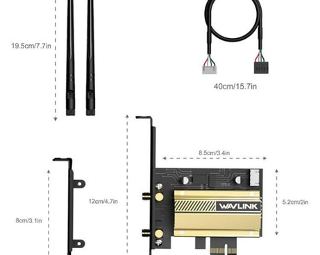 WAVLINK WN675X3-C WiFi 6E Pcie WiFi Network Card Adapter Triple Band AX210 AX5400, WN675X3-C