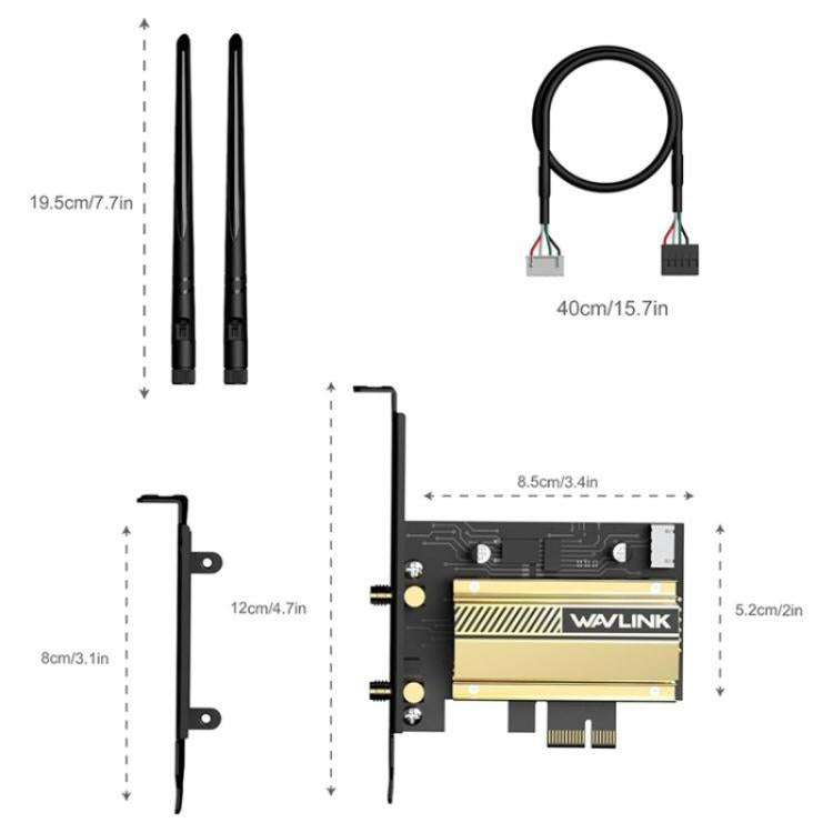 WAVLINK WN675X3-C WiFi 6E Pcie WiFi Network Card Adapter Triple Band AX210 AX5400, WN675X3-C