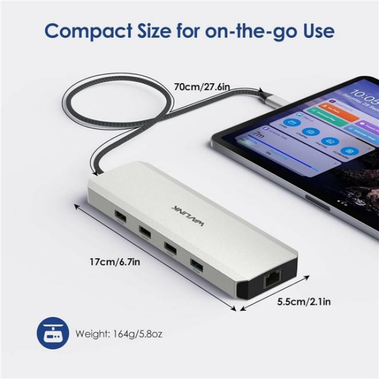 WAVLINK UMD309 Dual HD PD100W 10Gbps USB-A USB-C Docking Station 10 in 1 HUB, UMD309