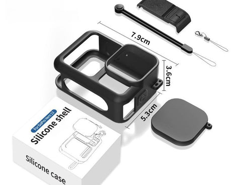 Silicone Protective Case with Wrist Strap & Lens Cover & Side Interface Cover, For GoPro HERO13 Black