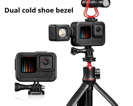 Dual Cold Shoes Frame Expansion PA Cage with Side Interface Cover, For GoPro HERO13 Black / HERO12 Black