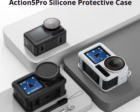 Soft Silicone Shockproof Protective Case Cover with Lens Cap, For DJI Action 5 Pro / 4 / 3