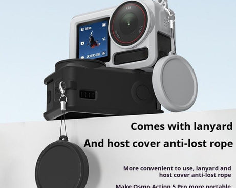 Soft Silicone Shockproof Protective Case Cover with Lens Cap, For DJI Action 5 Pro / 4 / 3