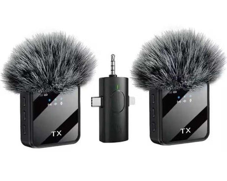 Mini Wireless Lavalier Microphone with 3 in 1 Receiver and Dual Microphone for Interview / Vlog / Podcast