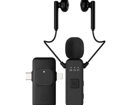 K3 Wireless Lavalier Microphone with Integrated Earphones and 2 in 1 Receiver For Live Streaming / Vlog / Interview