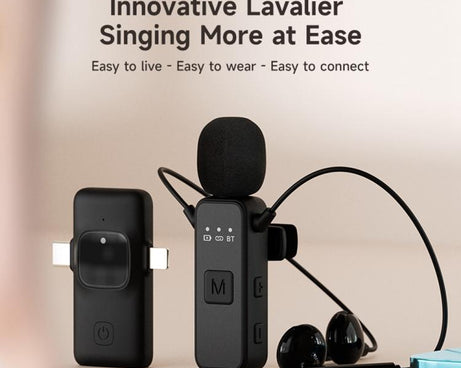 K3 Wireless Lavalier Microphone with Integrated Earphones and 2 in 1 Receiver For Live Streaming / Vlog / Interview