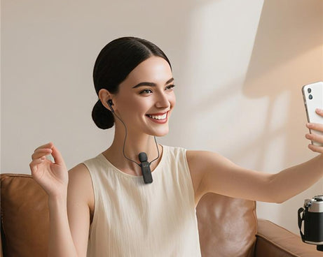 K3 Wireless Lavalier Microphone with Integrated Earphones and 2 in 1 Receiver For Live Streaming / Vlog / Interview