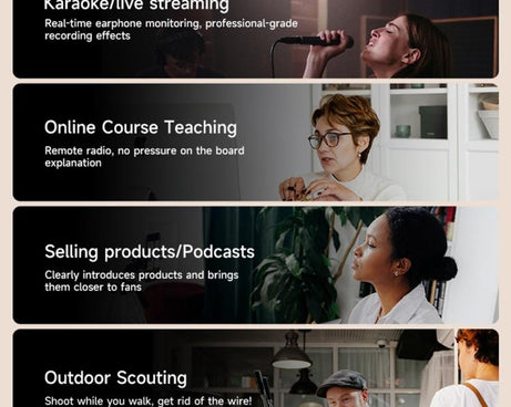 K3 Wireless Lavalier Microphone with Integrated Earphones and 2 in 1 Receiver For Live Streaming / Vlog / Interview