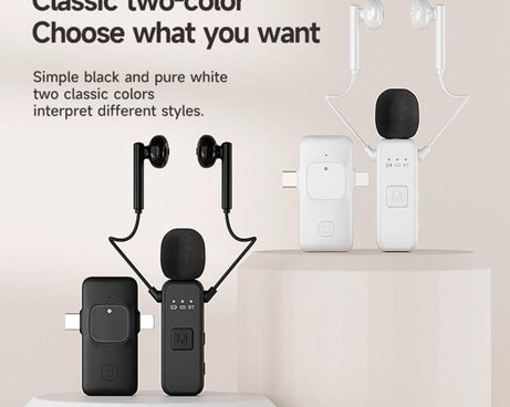 K3 Wireless Lavalier Microphone with Integrated Earphones and 2 in 1 Receiver For Live Streaming / Vlog / Interview