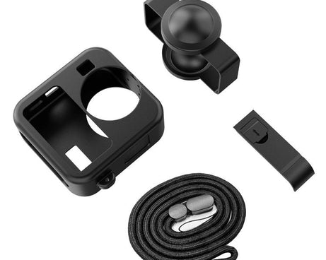 Body Silicone Protective Shell with Dual Lens Caps Cover & Strap & Battery Side Cover