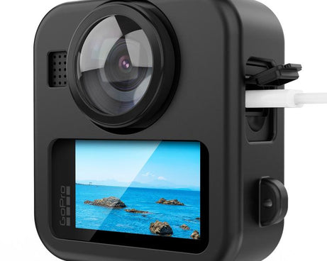 Body Silicone Protective Shell with Dual Lens Caps Cover & Strap & Battery Side Cover