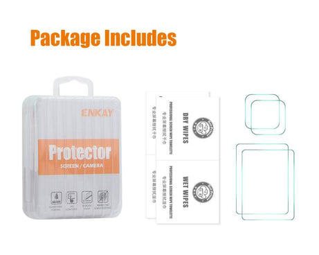 2 Sets ENKAY 0.2mm 9H Tempered Glass Screen Protector Front ＆ Back Camera Film