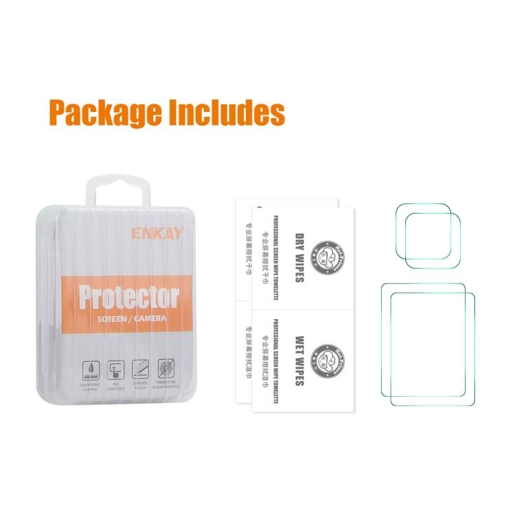 2 Sets ENKAY 0.2mm 9H Tempered Glass Screen Protector Front ＆ Back Camera Film