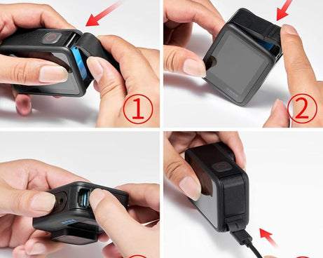 Silicone Case with Lens Cap + 2 Sets Tempered Glass Film + Battery Side Cover + Storage Bag Set