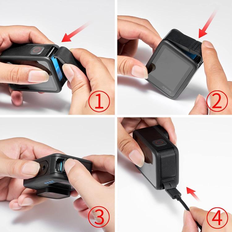 Silicone Case with Lens Cap + 2 Sets Tempered Glass Film + Battery Side Cover + Storage Bag Set