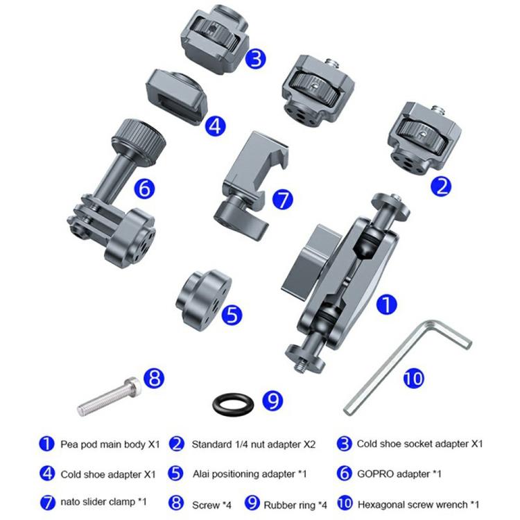 SX-Pj29 For Camera Photography 360 Degree Adjustable Magic Arm Bracket Dual Ball Head Anti-Slip Mount