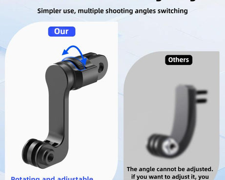 Centre Mounted Vertical Horizontal 360 Rotation Mount Adapter with Long Screw, For GoPro Action Camera