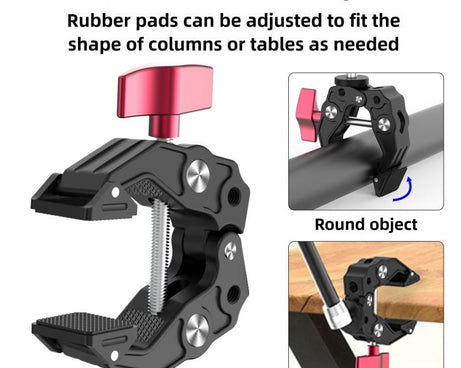 Multi-functional Aluminium Alloy Heavy-Duty Clamp Camera Extension Mount, Heavy-Duty Clamp