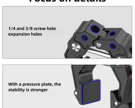 Multi-functional Aluminium Alloy Heavy-Duty Clamp Camera Extension Mount, Heavy-Duty Clamp