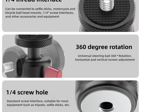 Mini 360 Degree Rotation Panoramic Metal Ball Head Mount Base, Metal Ball Head