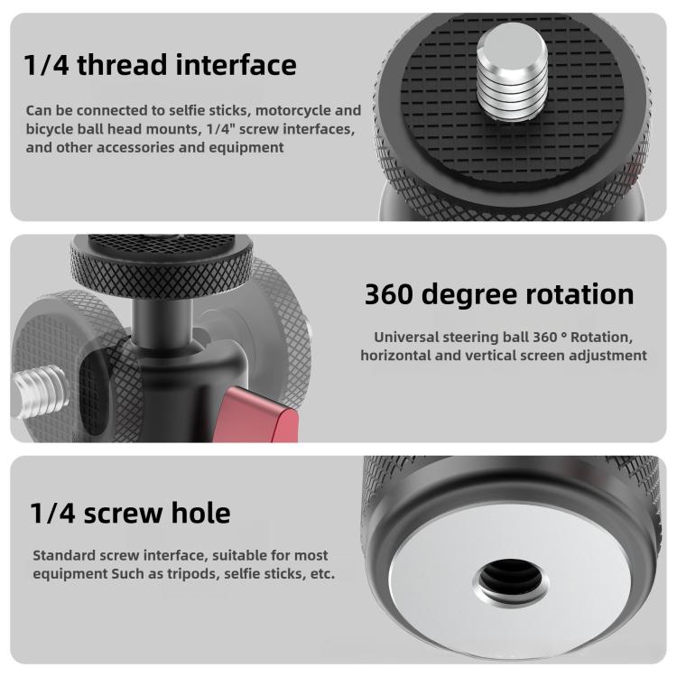 Mini 360 Degree Rotation Panoramic Metal Ball Head Mount Base, Metal Ball Head