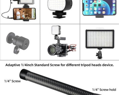 KE-36 For DJI RS3 / RS4 Gimbal Stabilizer 1 / 4 inch Screw Mount 35cm Carbon Fiber Extension Rod